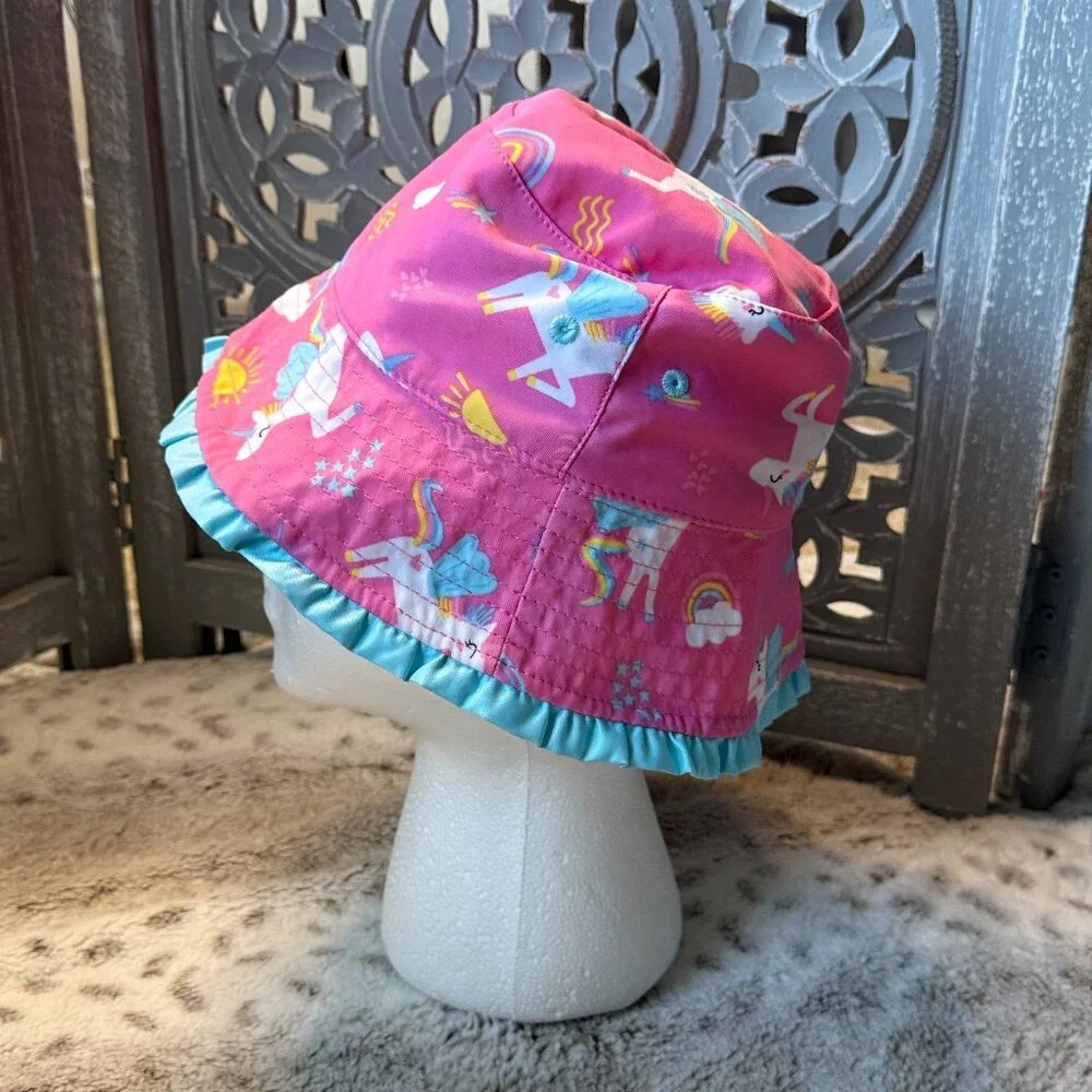 UV Skinz reversible bucket hat girls 4T rainbow stars unicorn beach outdoor play